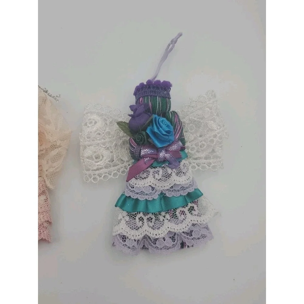 Lot Of 4‎ Handmade Angel Fabric Christmas Tree Ornaments Victorian Style Decor